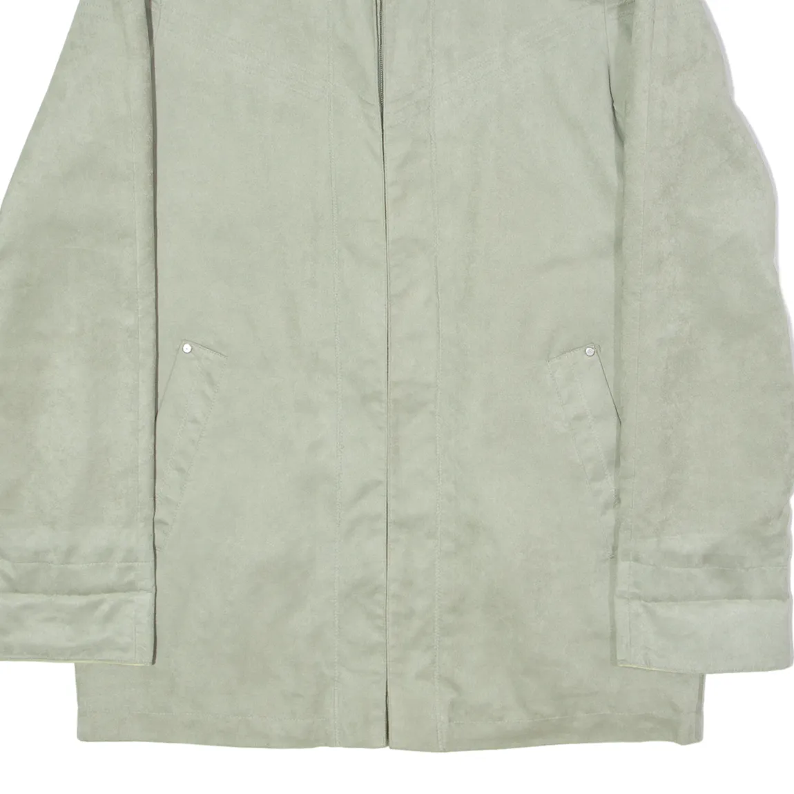 BIAGGINI Womens Overcoat Coat Green Faux Suede UK 6