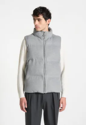 Brushed Marl Puffer Gilet - Grey