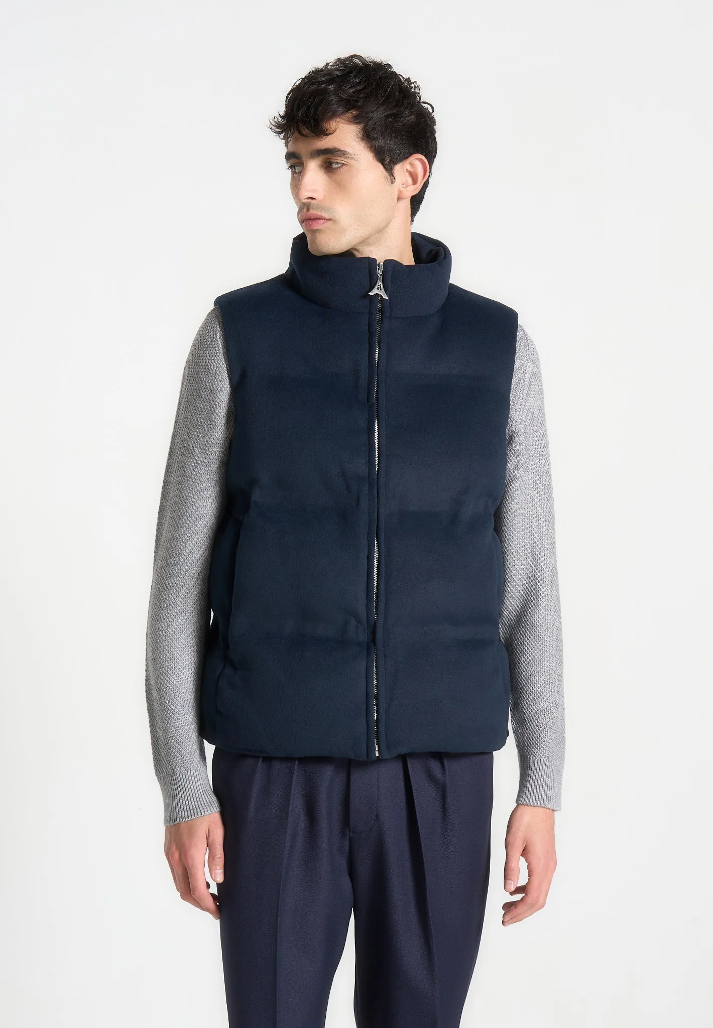 Brushed Marl Puffer Gilet - Navy