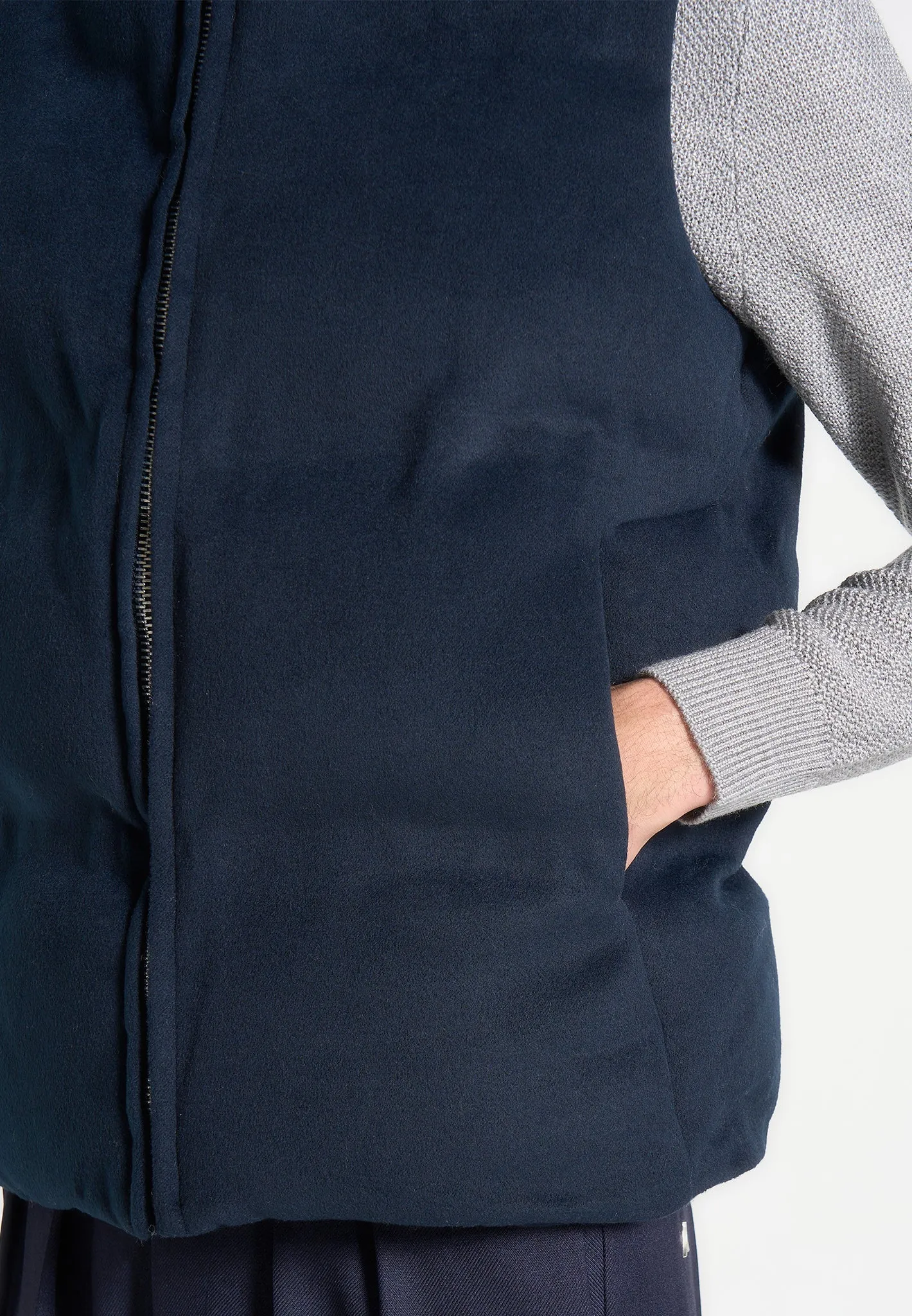 Brushed Marl Puffer Gilet - Navy