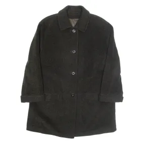 DELMOD Womens Overcoat Coat Green Wool UK 16