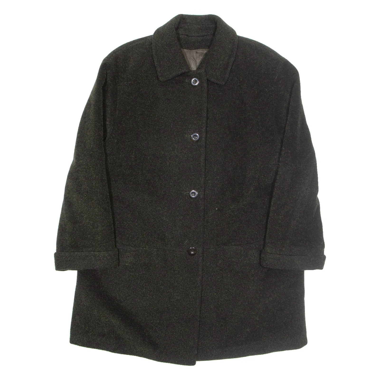 DELMOD Womens Overcoat Coat Green Wool UK 16