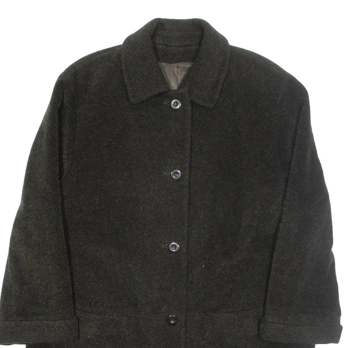 DELMOD Womens Overcoat Coat Green Wool UK 16