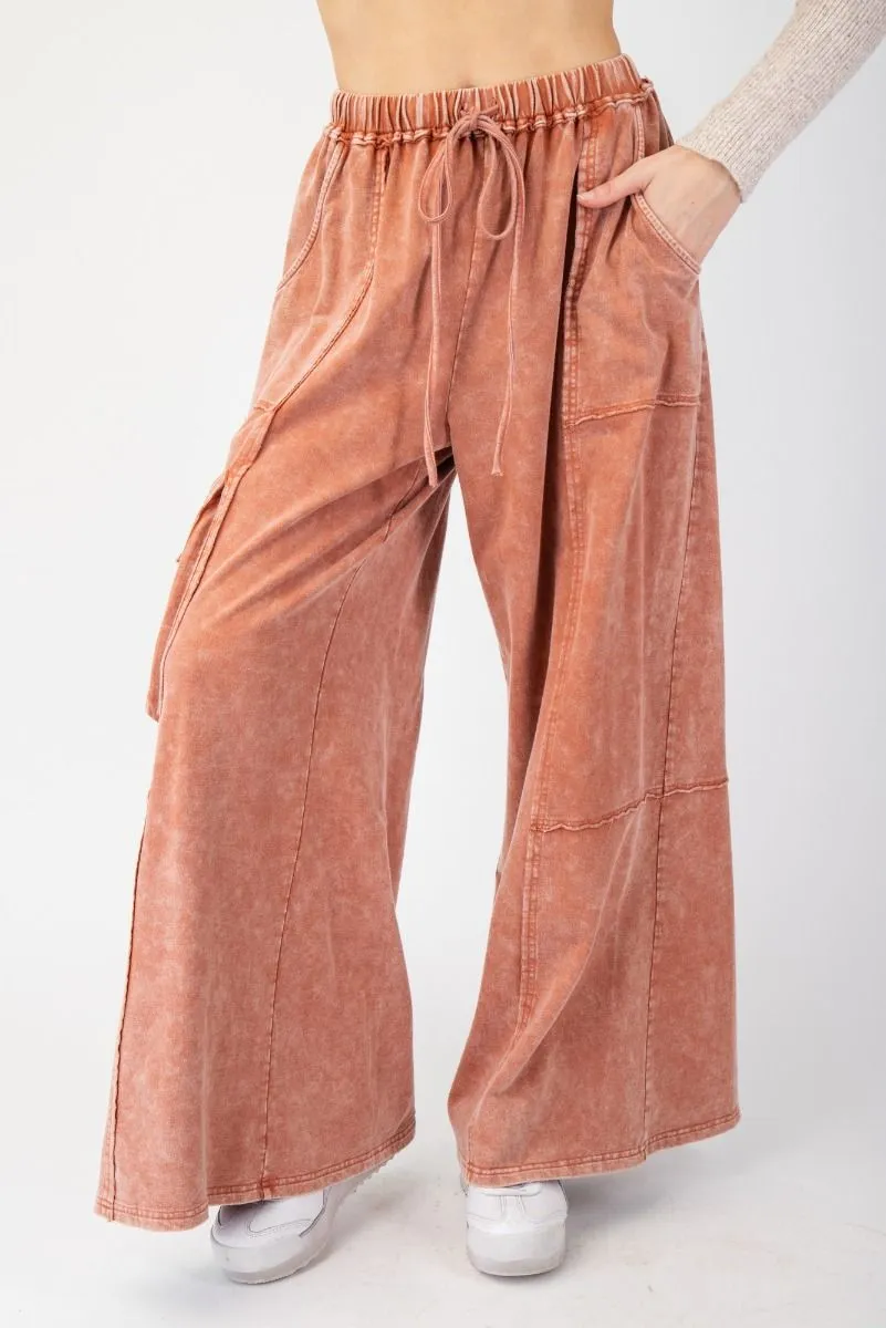 EASEL MINERAL WASHED TERRY KNIT PANTS
