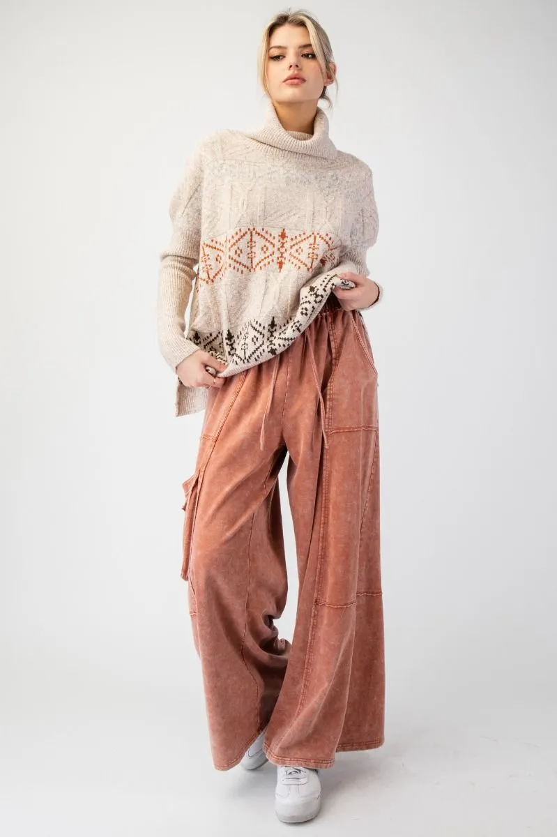 EASEL MINERAL WASHED TERRY KNIT PANTS