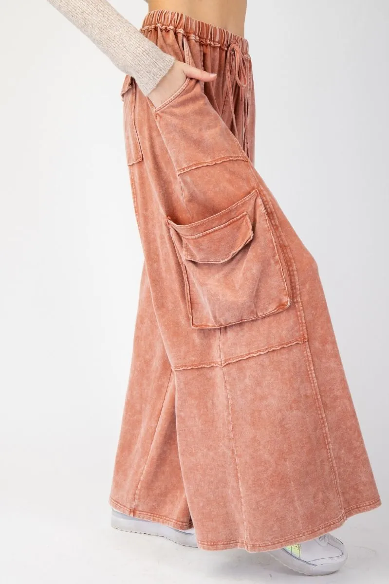 EASEL MINERAL WASHED TERRY KNIT PANTS