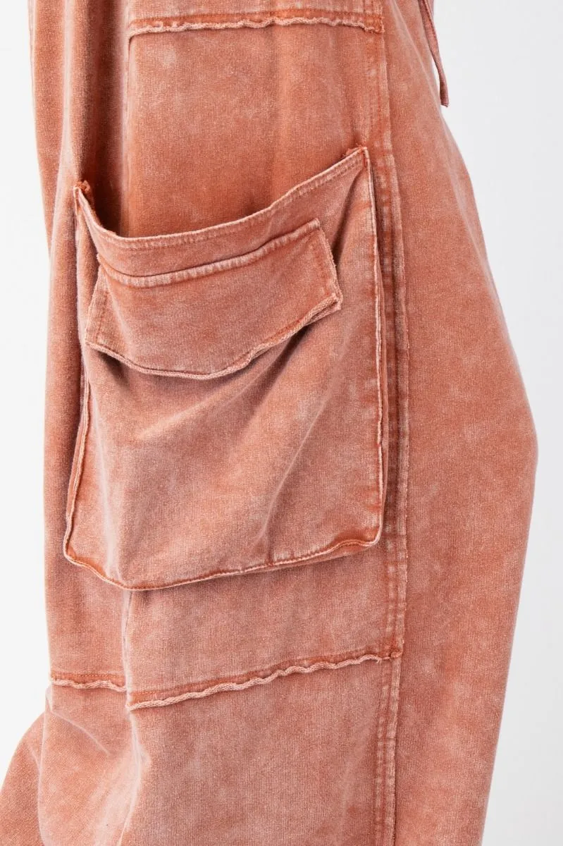 EASEL MINERAL WASHED TERRY KNIT PANTS