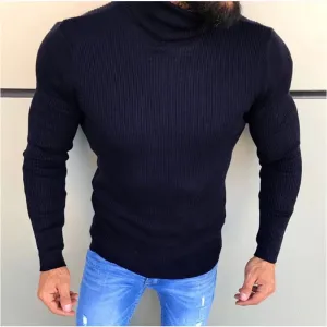 High collar striped sweater