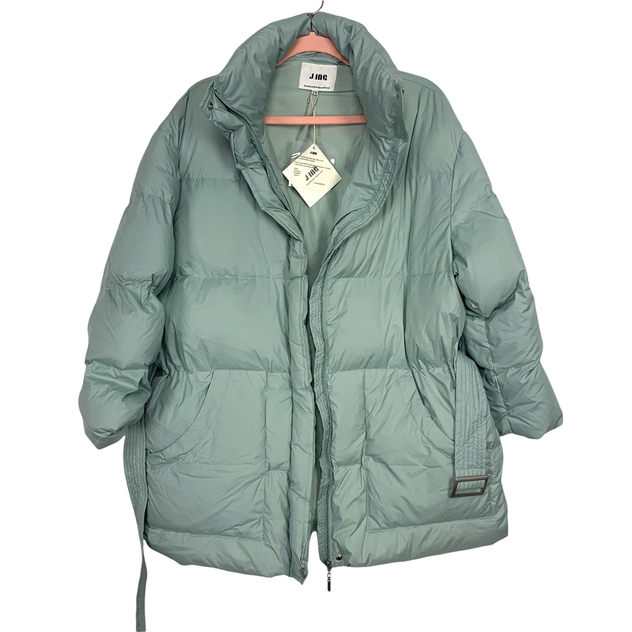 J.ING Light Green Belted Puffer Jacket NWT- Size S/M