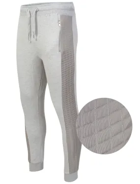 Mens Clark Cuffed Joggers with Quilted Panels in Grey