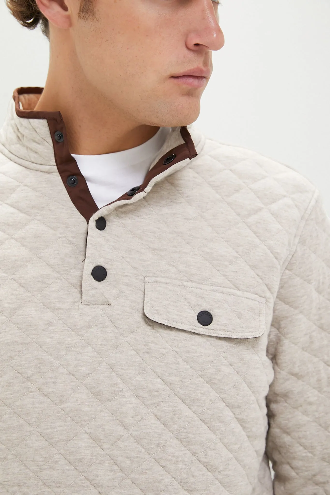 Oatmeal Melange Epic Quilted Fleece Pullover