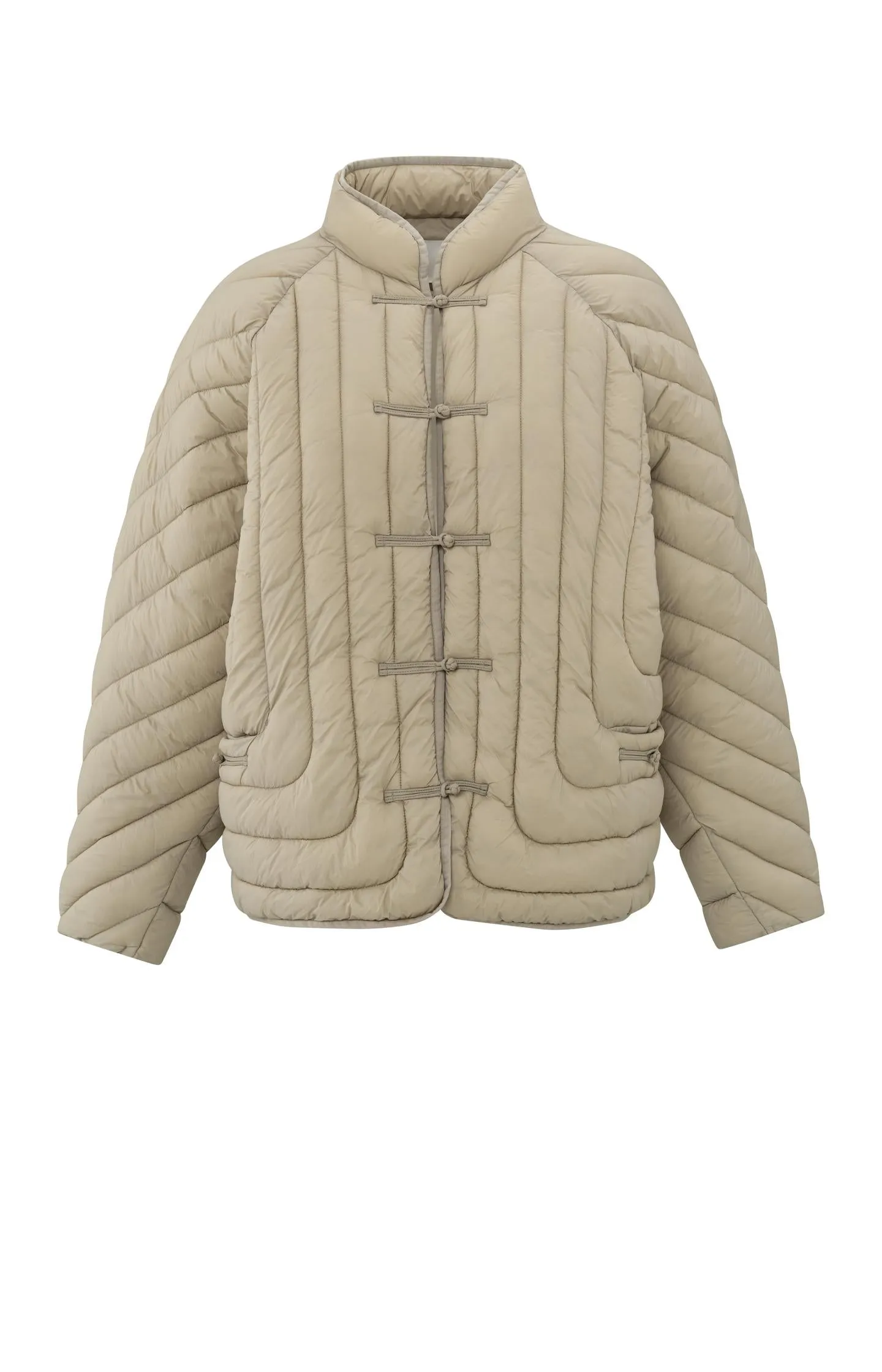 Padded kimono jacket with button details