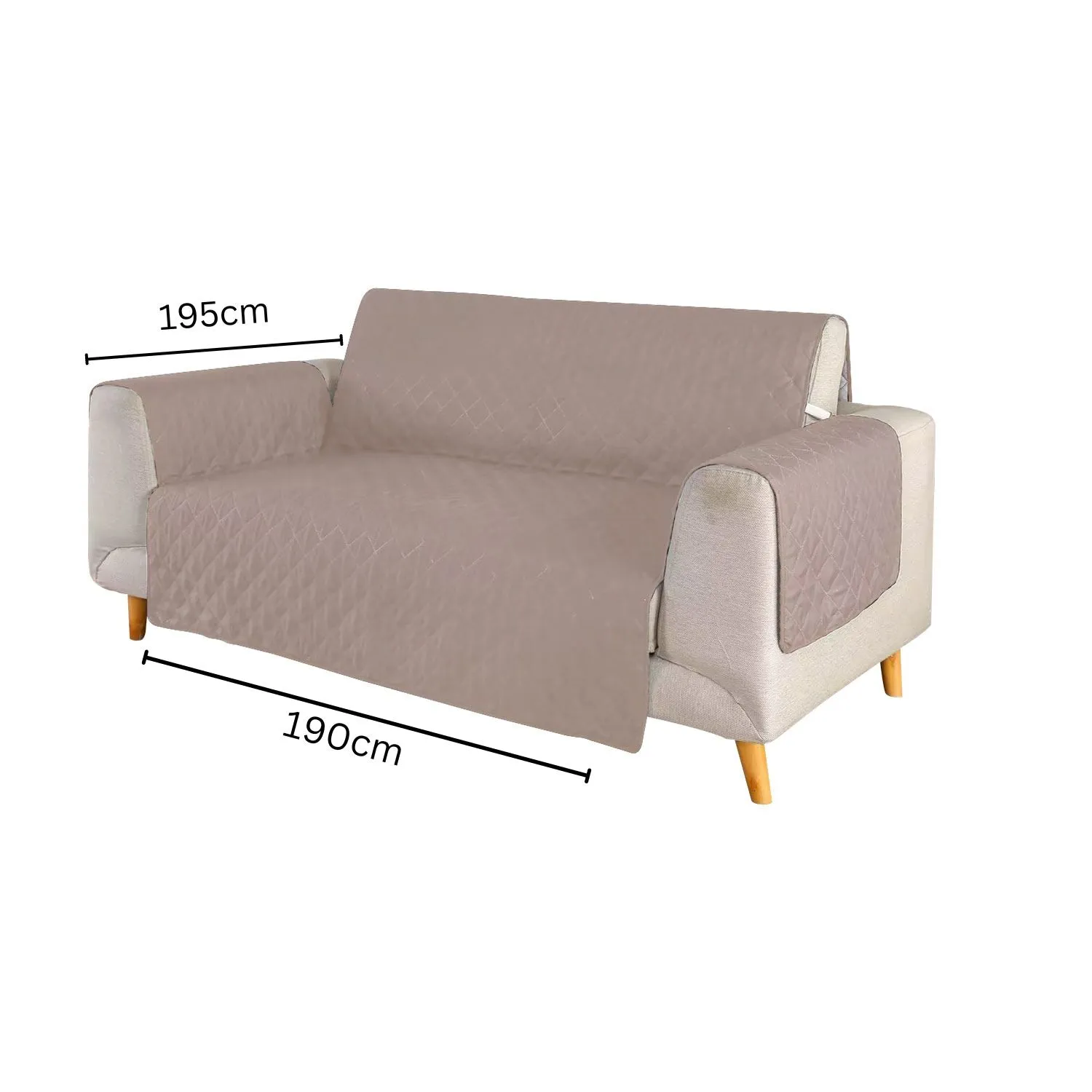 Quilted Non-slip Pet Sofa Cover, 3 Seat Khaki - Floofi