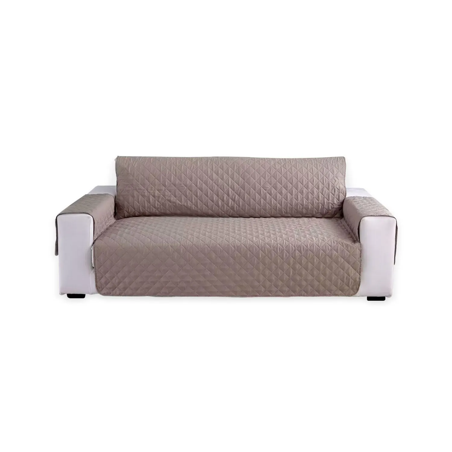 Quilted Non-slip Pet Sofa Cover, 3 Seat Khaki - Floofi