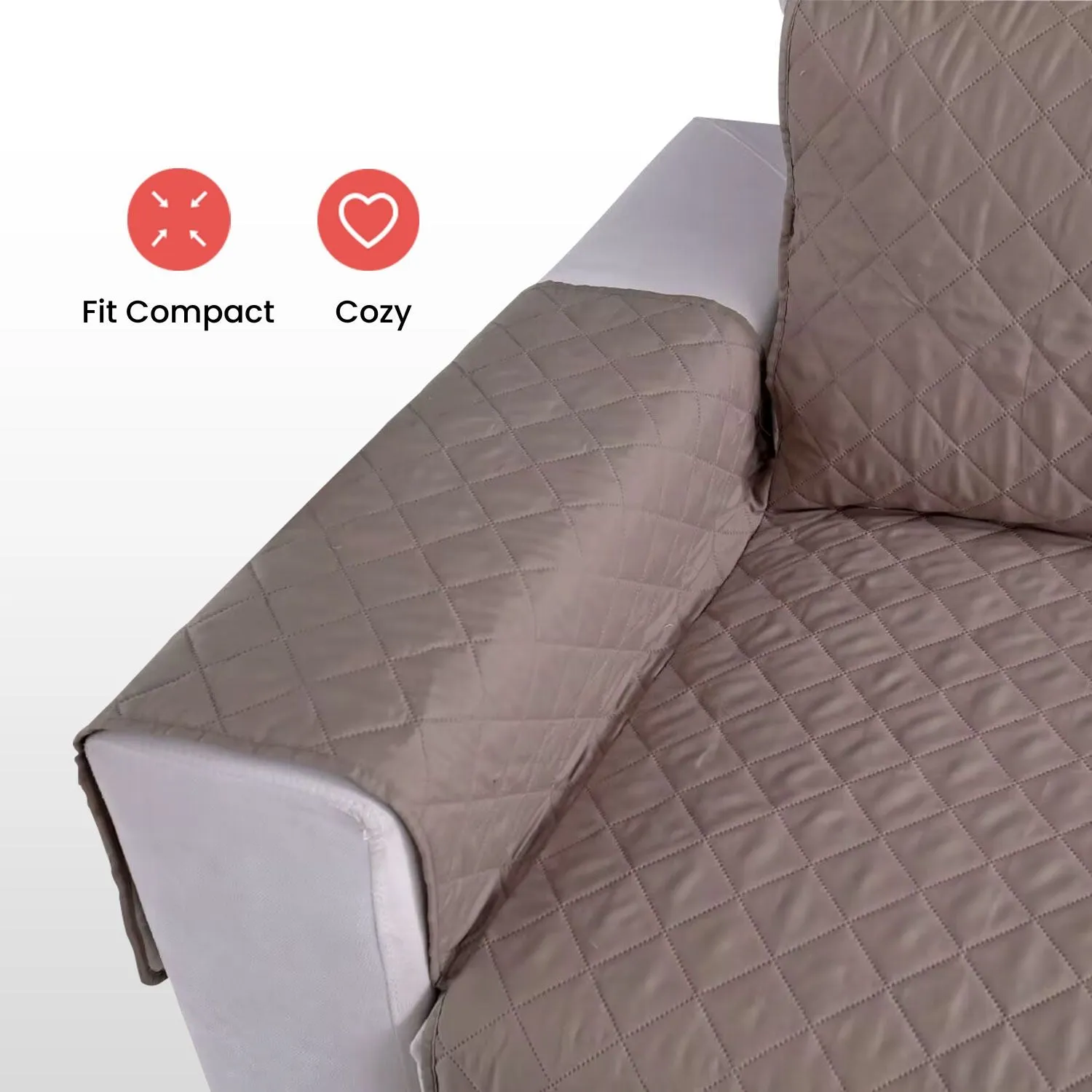 Quilted Non-slip Pet Sofa Cover, 3 Seat Khaki - Floofi
