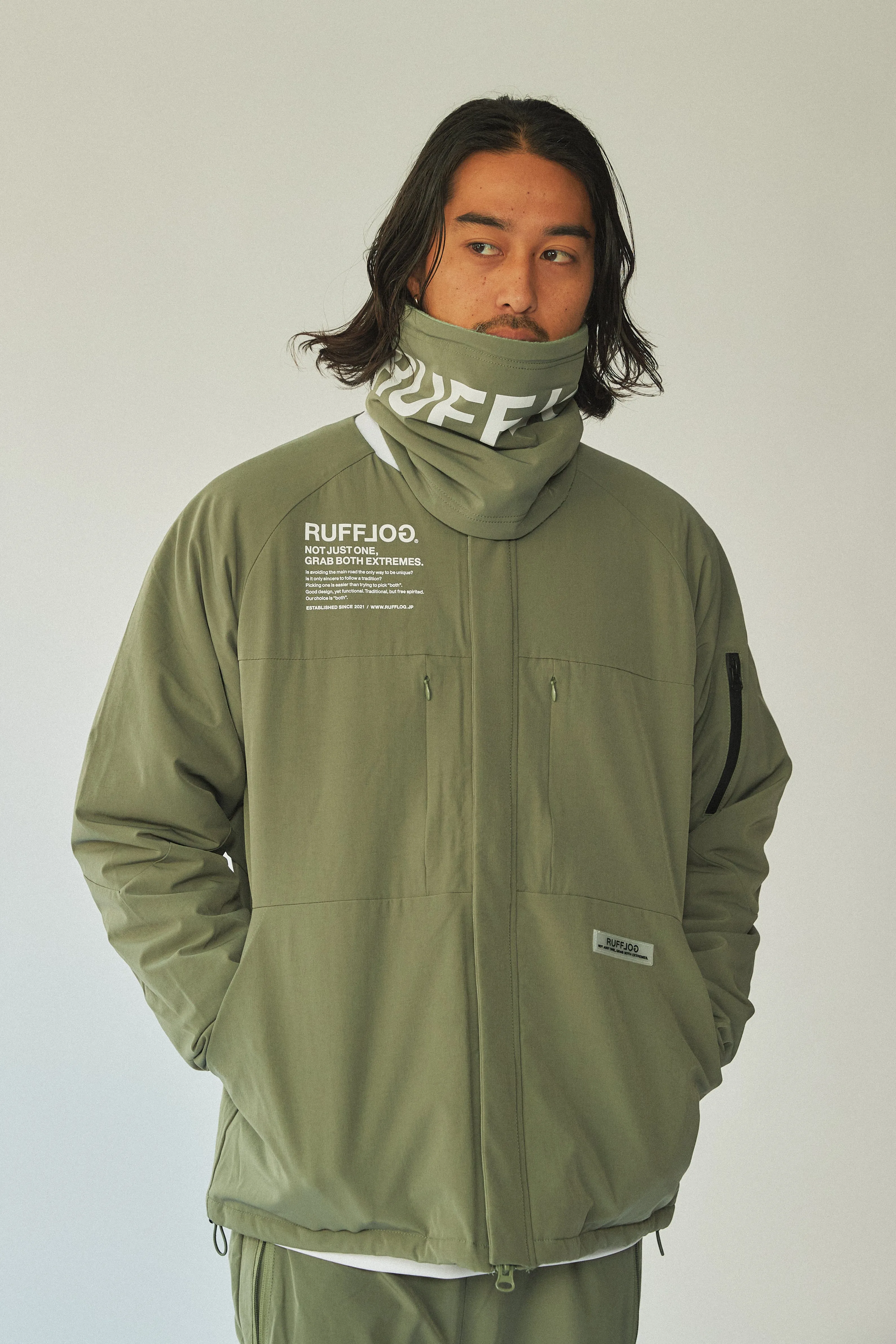 RUFFLOG FLEECE NECK WARMER ASH GREEN