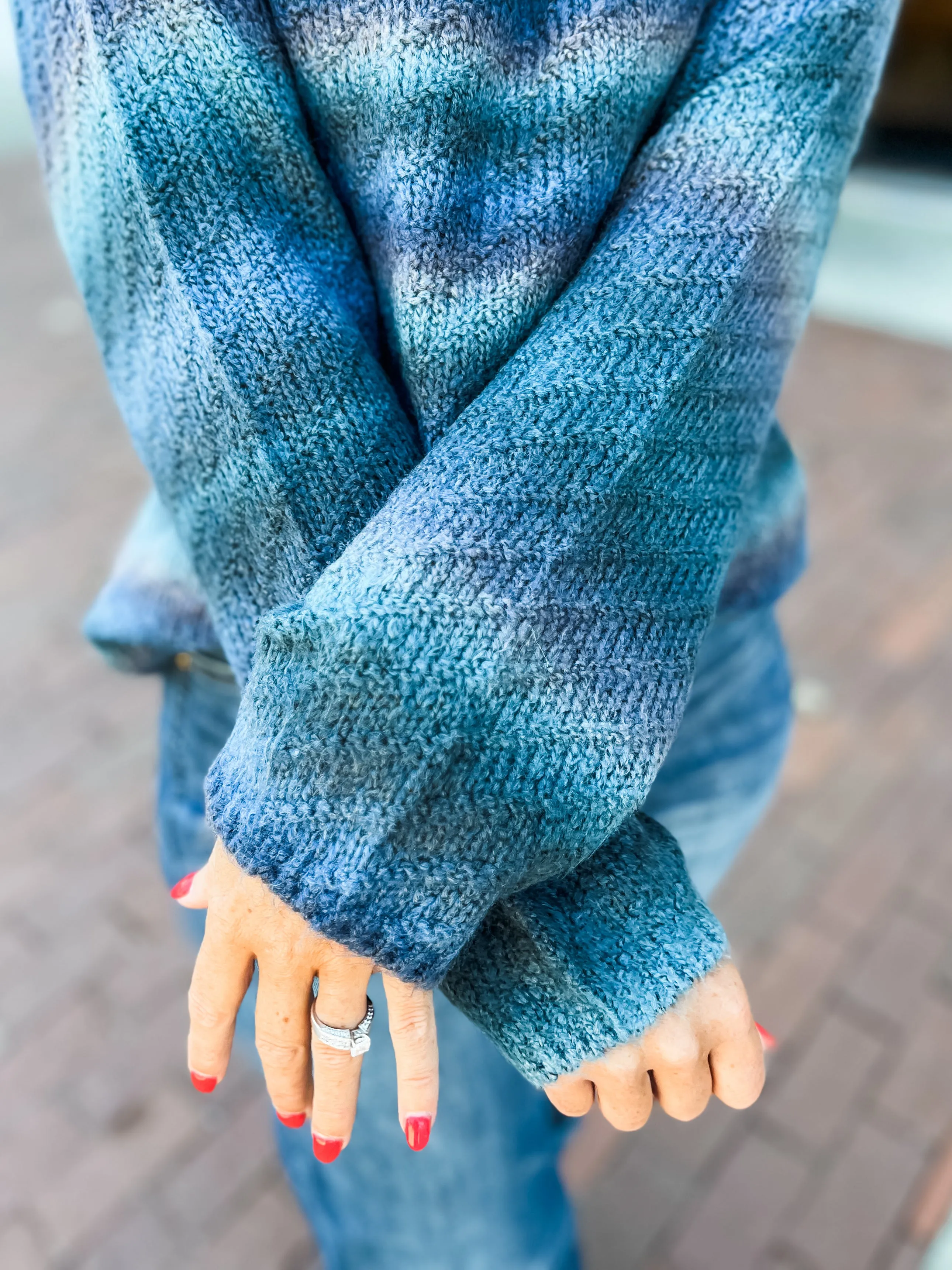 Teal Ombre Stripe Sweater
