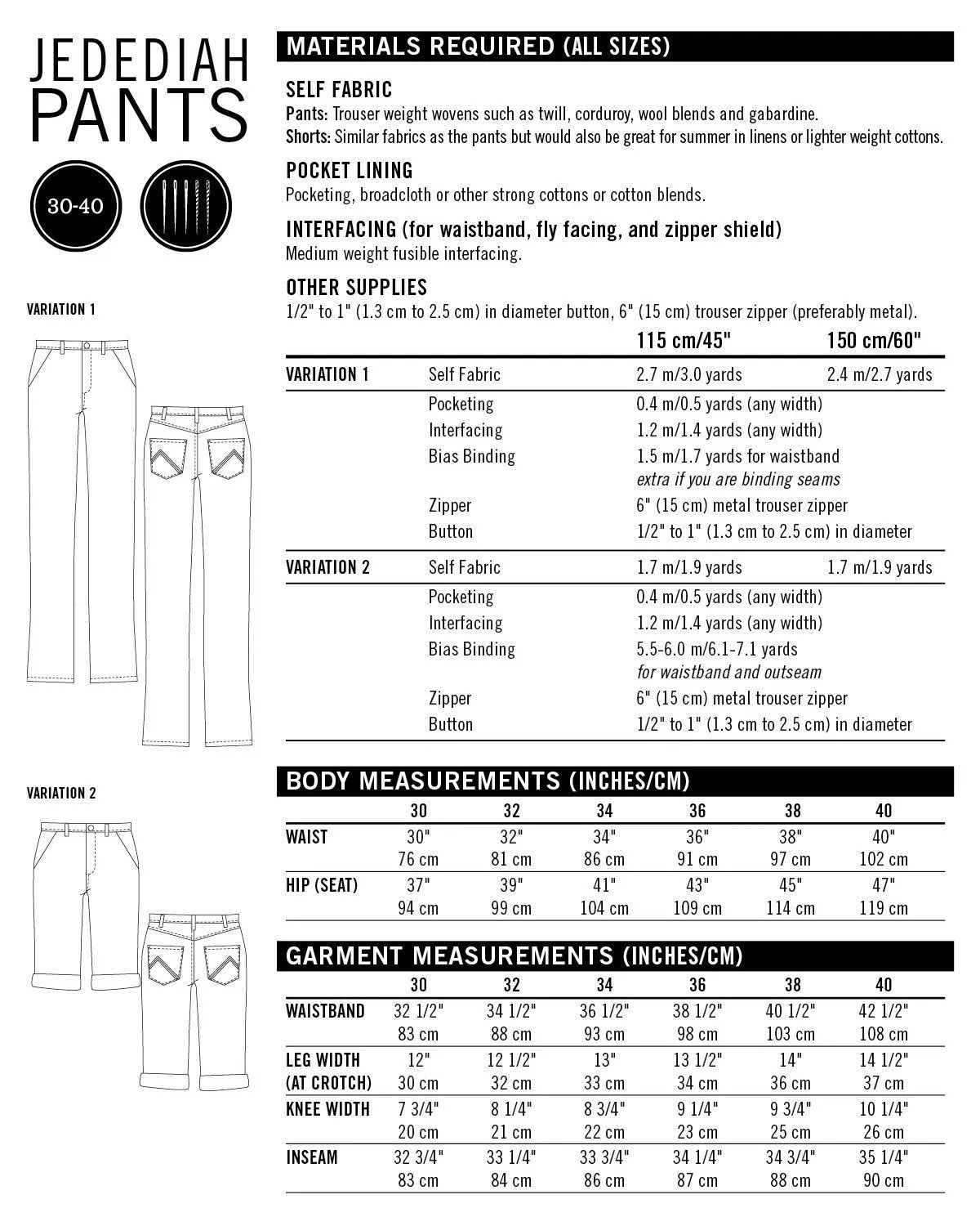 Thread Theory Men's Jedediah Pants PDF Pattern