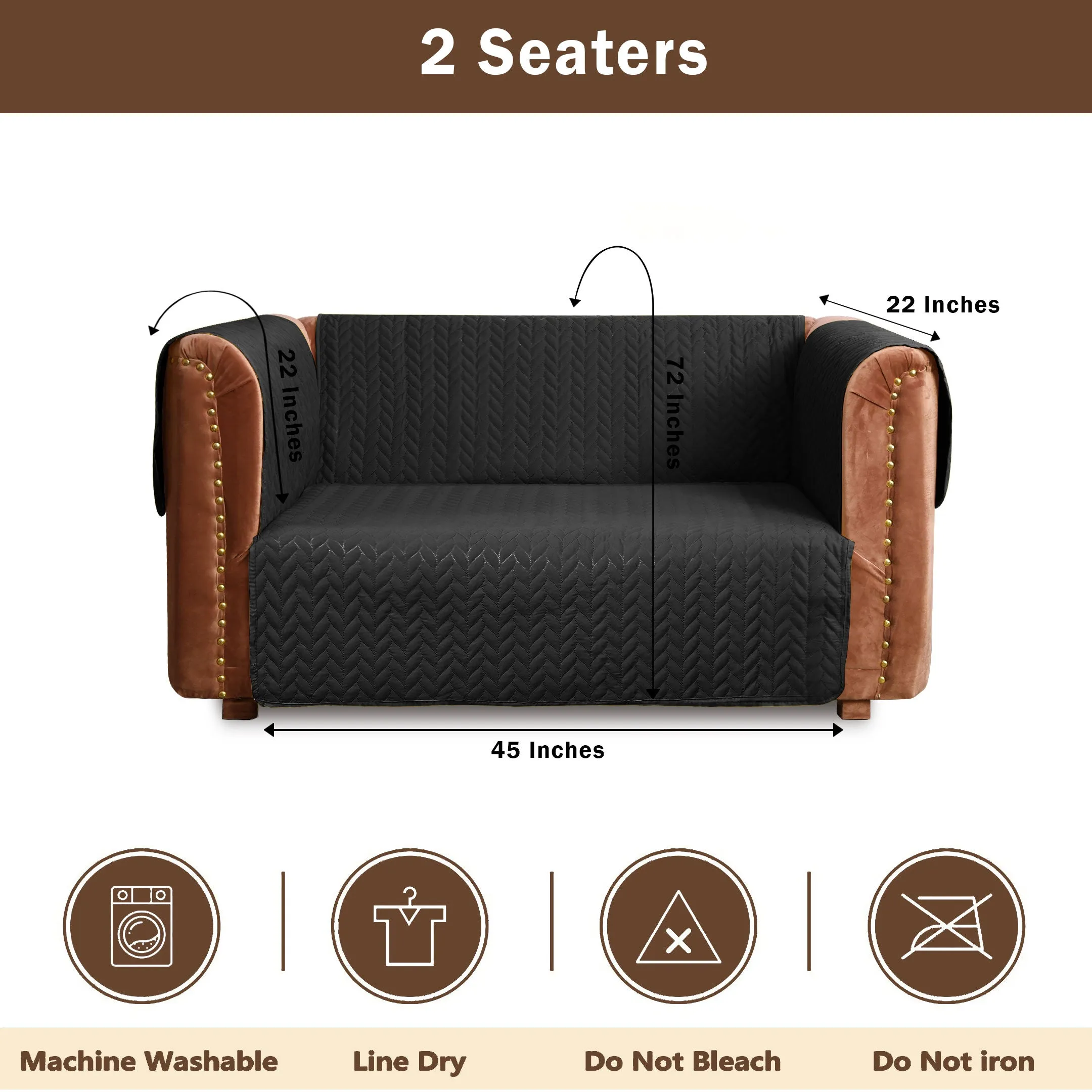 Ultrasonic Quilted Sofa Covers Set Black