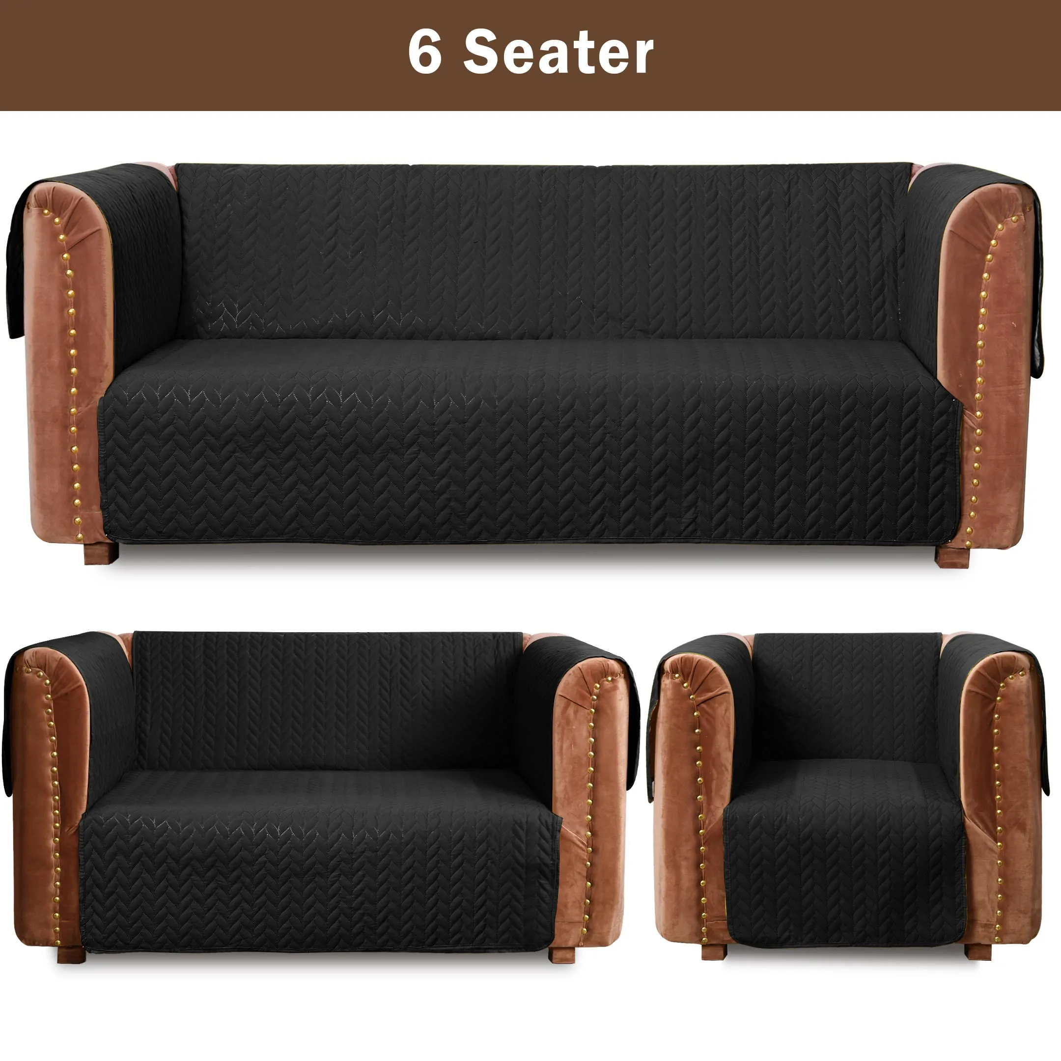 Ultrasonic Quilted Sofa Covers Set Black