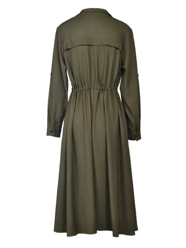 Wenkouban-Winter outfits Christmas Black Friday Army Green Long Open Front Long Trench Coat
