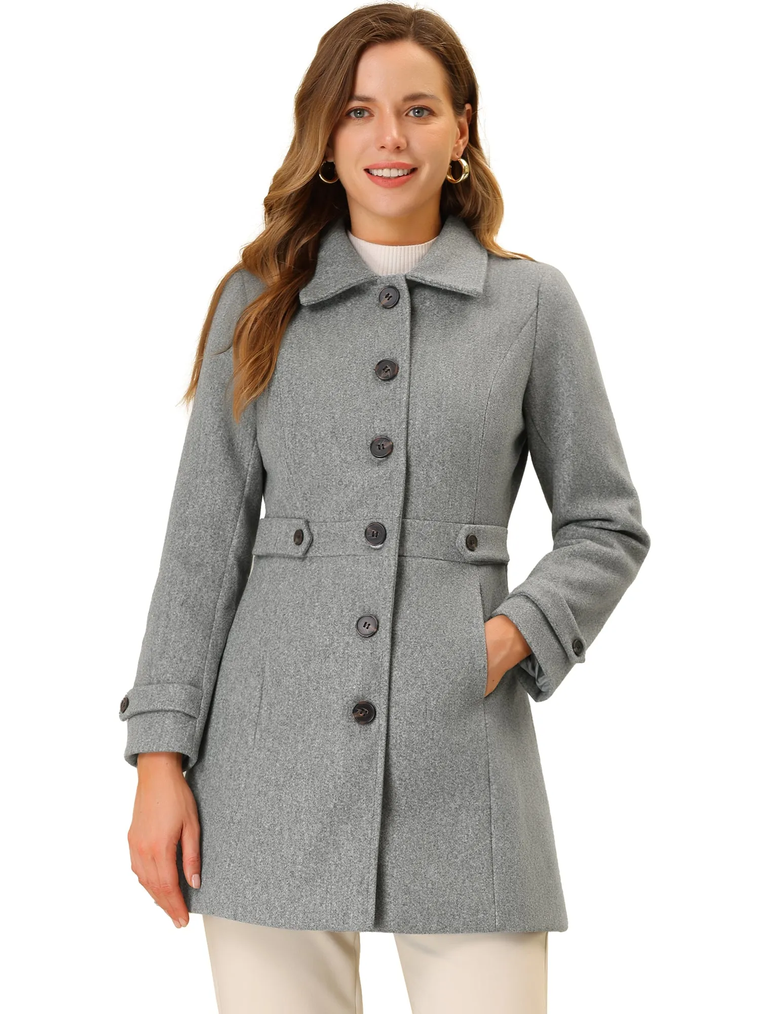 Winter Classic Outwear Overcoat with Pockets Single Breasted Coat