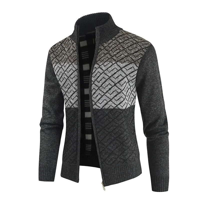 Winter Jagged Knitted Tricolor Cardigan